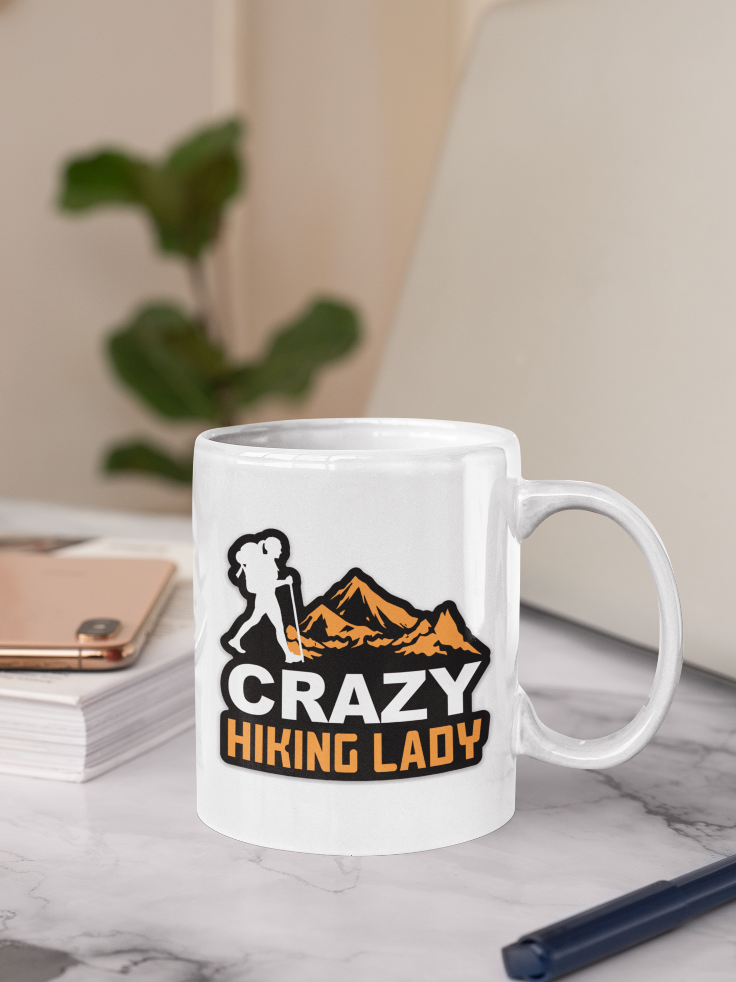 Crazy Hiking Lady Die Cut sticker