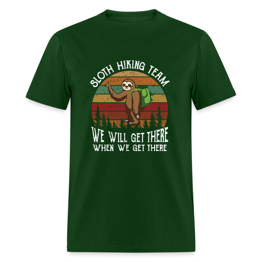 Sloth Hiking Team Unisex T-Shirt - forest green