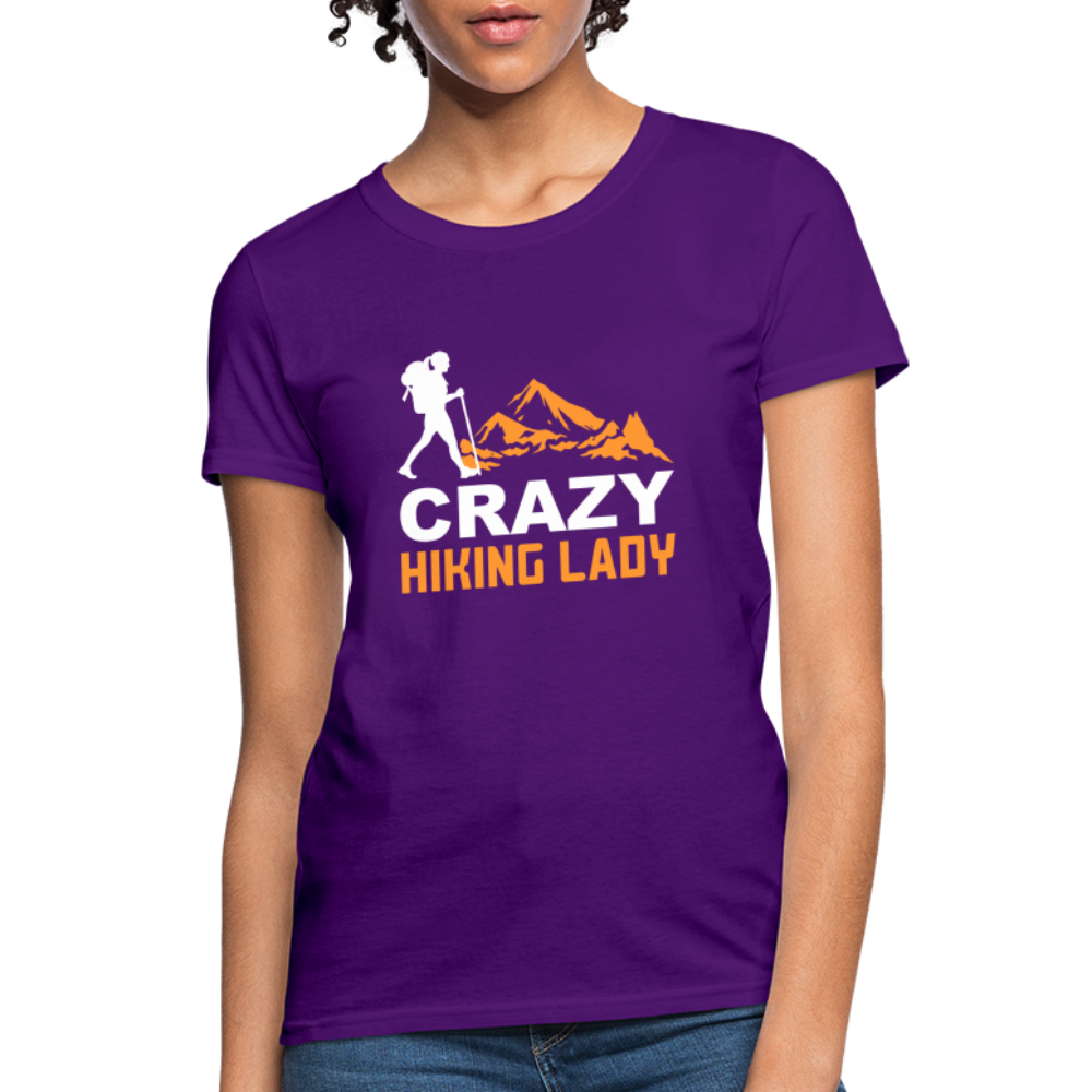 Crazy Hiking Lady Women's T-Shirt - purple