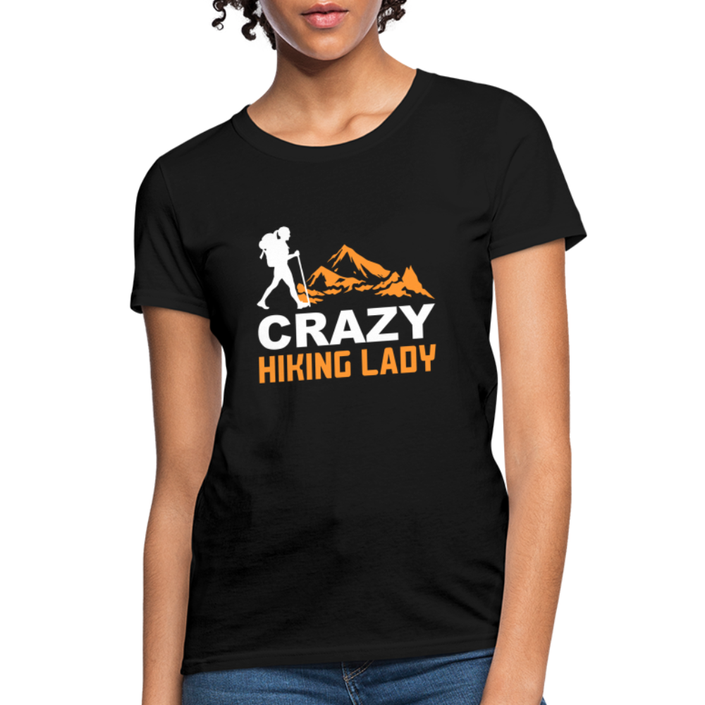 Crazy Hiking Lady Women's T-Shirt - black