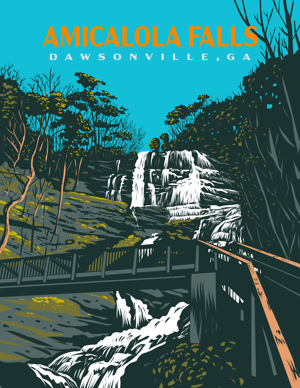 Amicalola Falls 8&quot;x10&quot; WPA Vintage Style Poster
