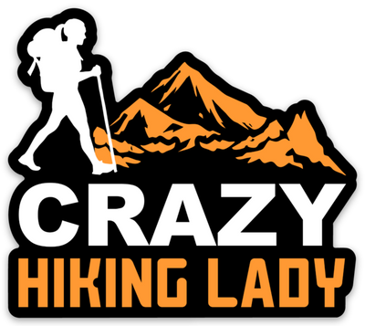 Crazy Hiking Lady Die Cut sticker