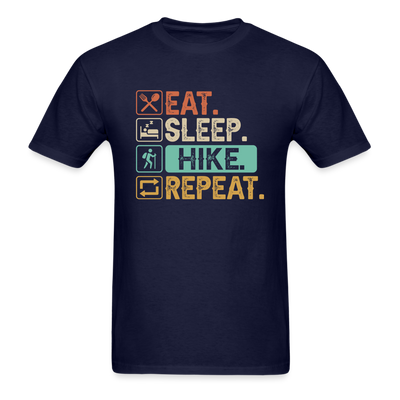 Eat Sleep Hike Repeat Unisex Classic T-Shirt - navy